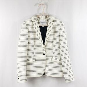 Striped Cream Blazer Jacket - Women